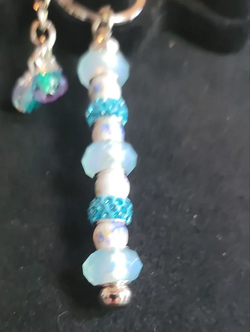 Blue Beaded Dangle Keychain